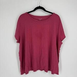 Eileen Fisher Shirt top 3x pink organic linen relaxed beachy plus office work